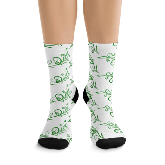 Flower branch print socks